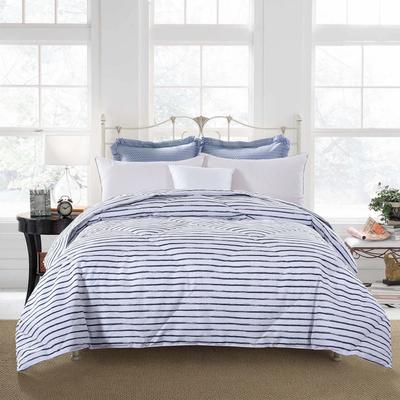 Soft Cover Nano Feather Comforter by St. James Home in White Navy Stripe (Size KING)