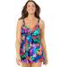 Plus Size Women's Loop Strap Two-Piece Swimdress by Swimsuits For All in Multi Tropical (Size 10)