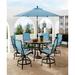 Red Barrel Studio® Mikera Round 6 - Person 56" Long Bar Height Outdoor Dining Set w/ Cushions in Brown | 56 W x 56 D in | Wayfair