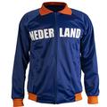 JL Sport Netherlands/Nederland Holland Jacket Retro Football Tracksuit Zipped Jacket Men Top - L Blue