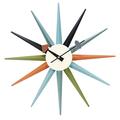 SHISEDECO Modern Sunburst Clock in Multicolor - Non Ticking,Wooden Mid Century Retro Design Decorative Silent Wall Quartz Clock for Home,Living Room,Office and Bedroom etc.