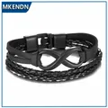 MKENDN – Bracelet infini en cuir véritable pour homme et femme bijou à chaîne avec boucle cadeau