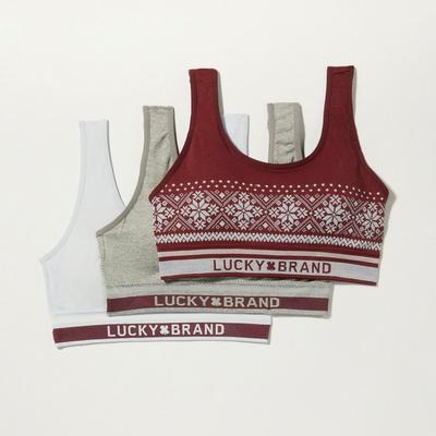 Lucky Brand 3 Pack Fair Isle Seamless Bra in Light Red, Size M