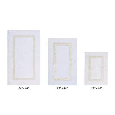 Hotel Collectionis Bath Mat Rug 3 Piece Set (17" x 24" | 21" x 34" | 24" x 40") by Better Trends in White Ivory