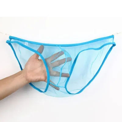 Slip taille basse ultra-mince pour homme sous-vêtement transparent slip grande taille maille