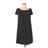 Old Navy Casual Dress - Shift Boatneck Short Sleeve: Black Stripes Dresses - Women's Size Medium