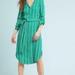Anthropologie Dresses | Anthropologie Maeve Martina Shirt Dress Size 8 Green /White 100%Viscose | Color: Green/White | Size: 8