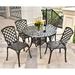 Canora Grey Aldos Round 4 - Person 41.3" Long Outdoor Dining Set w/ Umbrella Hole Metal | 41.3 W x 41.3 D in | Wayfair