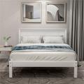 Red Barrel Studio® Platform Bed Frame w/ Headboard, Wood Slat Support, No Box Spring Needed, Full, Espresso Wood in White | Wayfair