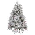 Weihnachtsbaum 180 cm Weiß Schneebedeckt mit Kunstschnee Zapfen roten Beeren und Ständer Weihnachtszeit Weihnachten Wohnzimmer Modern