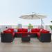 Wade Logan® Apiffany 10 Piece Rattan Sofa Seating Group w/ Cushions in Red | 26 H x 30 W x 26 D in | Outdoor Furniture | Wayfair