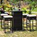 Latitude Run® Bar Set w/ Steel Frame & Wicker Outer Material Plastic/Wicker/Rattan in Brown/Gray | 40.5 H x 32 W x 32 D in | Outdoor Furniture | Wayfair