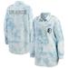 Women's WEAR by Erin Andrews White Los Angeles Kings Oversized Tie-Dye Button-Up Denim Shirt