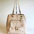 Coach Bags | Coach Silver Gold Pebble Genuine Leather Handbag | Color: Gold/Silver | Size: Os