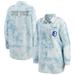 Women's WEAR by Erin Andrews White New York Rangers Oversized Tie-Dye Button-Up Denim Shirt