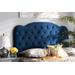 Baxton Studio Clovis Modern and Contemporary Navy Blue Velvet Fabric Upholstered King Size Headboard - Wholesale Interiors Clovis-Navy Blue Velvet-HB-King