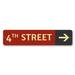 Lizton Sign Shop, Inc Street Name Directional Arrow Custom Aluminum Sign Metal in Gray/Red/White | 6 H x 24 W x 0.063 D in | Wayfair 1745-A624