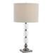 Turned Pedestal Metal Table Lamp with Stacked Crystals, Clear