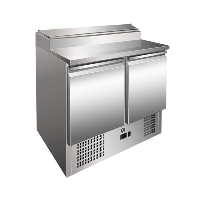 Gastro-Inox Saladette mit 2 Türen 2 Böden und 5X GN1/6 Edelstahl 900x700x860mm Image