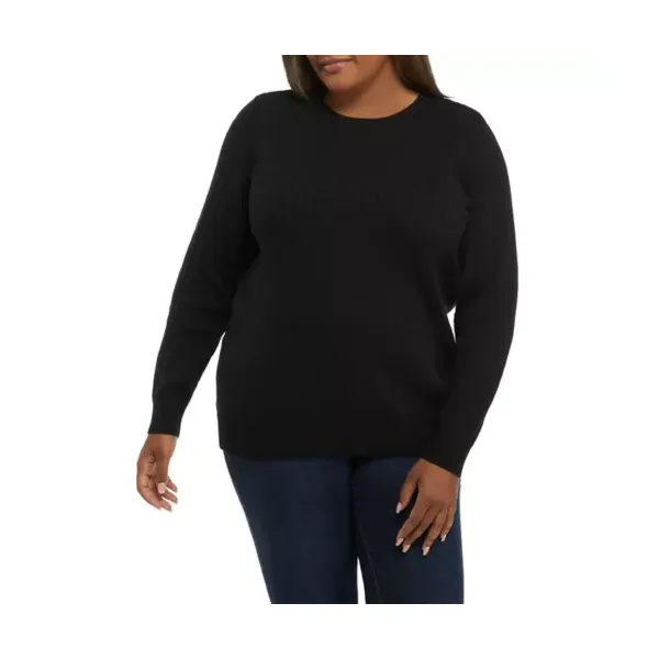 kim-rogers®-womens-plus-size-long-sleeve-cable-knit-sweater,-black,-1x/
