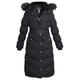 shelikes Womens Winter Coat Ladies Faux Fur Hooded Puffer Belted Quilted Long Jacket Warm Parka Coats With Detachable Hood