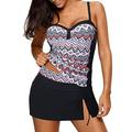 Yonique Womens Tankini Swimsuits with Skirt Two Piece Ruched Bathing Suits Push Up Swimwear S-XXL - - Large