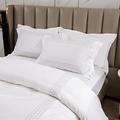 Builder Sky Luxury Embroidery Bedding Set 4 pieces (Pillows, Duvet, Fitted Sheet) / White / 100% Egyptian Cotton 300-Thread-Count/