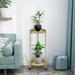 Everly Quinn Iron Plant Stand Metal Potted Plant Stand Display Stand Indoor Outdoor Metal in Yellow | 19.8 H x 10.6 D in | Wayfair