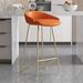 Mercer41 Cameon 25.6" Counter Stool Upholstered/Velvet/Metal in Orange/Yellow | 28.47 H x 25.35 W x 21.45 D in | Wayfair