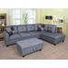 Gray/Black Reclining Sectional - Latitude Run® 103.5" Wide Sofa & Chaise w/ Ottoman Linen/Upholstery | 35 H x 103.5 W x 74.5 D in | Wayfair