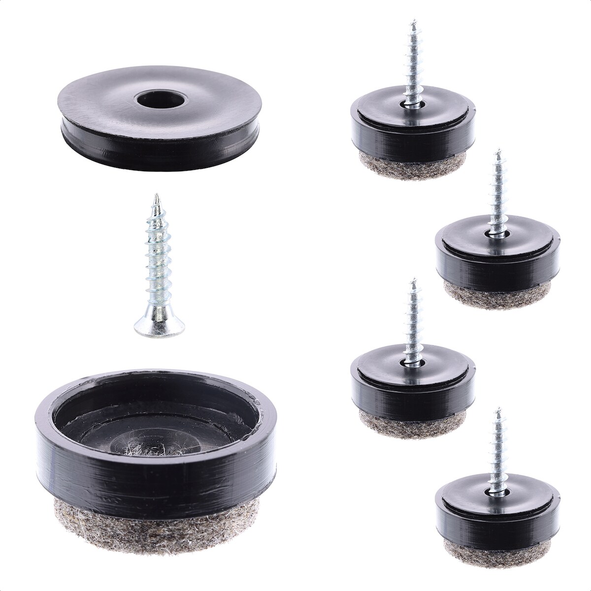 WAGNER QuickClick® Filzgleiter ULTRASOFT - zum Schrauben, 4x Basis & Schraube & Einsatz Ø 17 mm, DE Ware - 15808300 Image