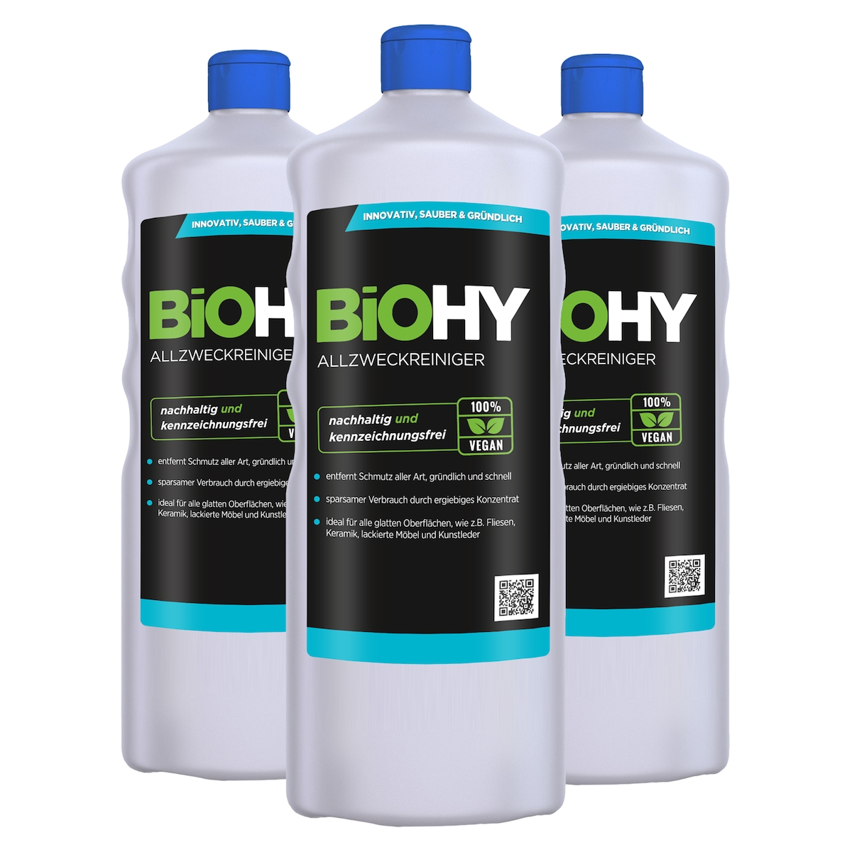 BiOHY Allzweckreiniger Konzentrat (3x1l Flasche) | Schonender Profi - Universalreiniger für Haushalt und Auto | vollständig biologisch abbaubar Image