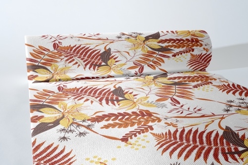 MANK Airlaid Tischläufer Hennes in Weiss, 40 cm x 24 m , 1 Stück - Tischdecke Tischtuch Tischband Floral Herbst Image