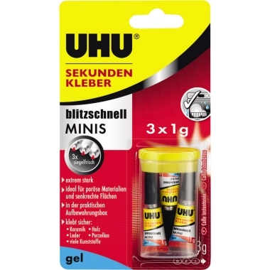 UHU Sekundenkleber blitzschnell MINIS gel 45370 1g 3 St./Pack. Image