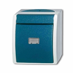 Busch-Jaeger OCEAN Wechselschalter, Beleuchtung mit Glühlampen, grau/blau-grün, matt, Aufputz, IP44, 1f Image