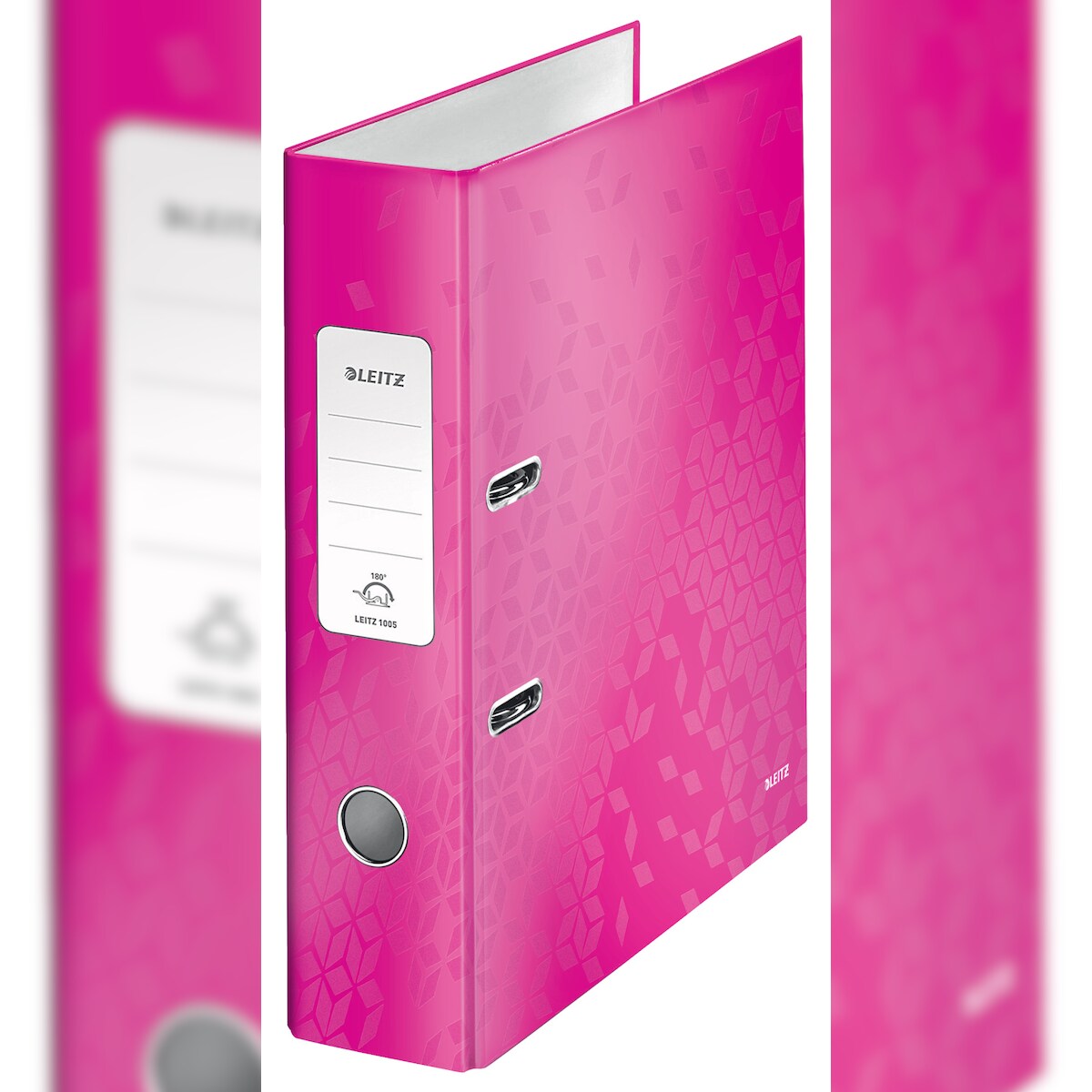 Leitz 180° WOW Breit Ordner DIN A4 80 mm Rosa 2 Ringe 1005 Laminierter Karton Hochformat Image