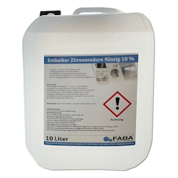FABA Chemie Entkalker flüssig 10 Liter, vielseitig anwendbar, Kaffeevollautomat, Zitronensäure 10%
