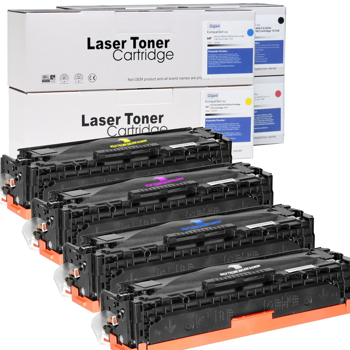 4 Toner Set für HP Color LaserJet CP1514N D&C-Tonerkassetten alle Farben kompatibel HP 125A Image