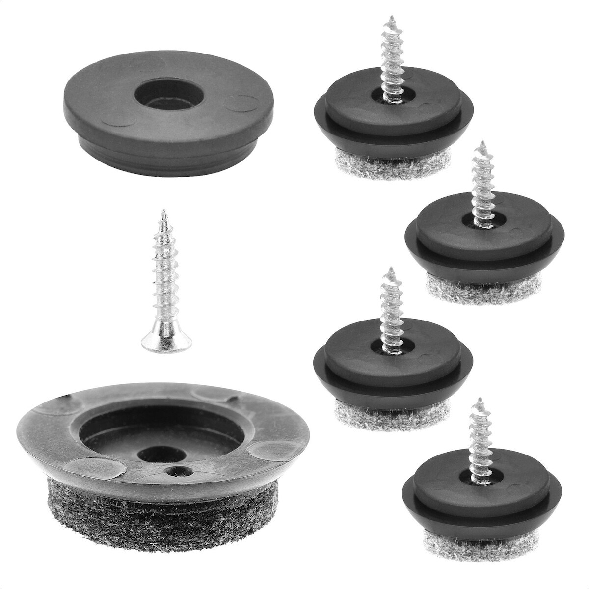 WAGNER QuickClick® Filzgleiter ULTRASOFT SLIM - zum Schrauben, 4x Basis & Schraube & Einsatz Ø 25 mm, DE Ware - 15780400 Image