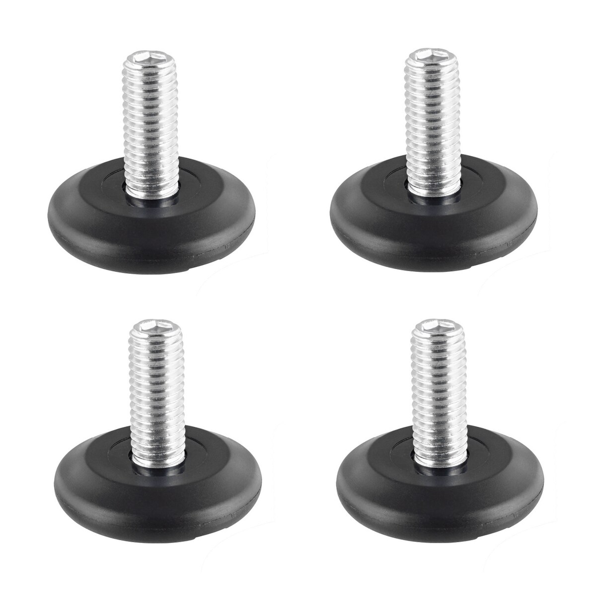 WAGNER Verstellfuß starr, schwarz 4tlg. Set - Ø 37 mm, Gewinde M10x25 mm, Gleiter HYPER, DE Ware - 15832500 Image