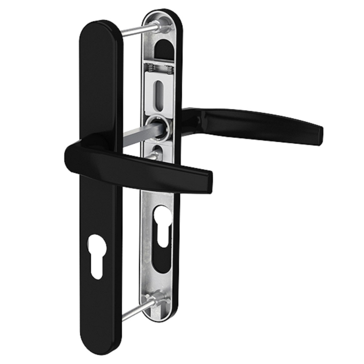 MS Beschläge Schmalrahmengarnitur 8-72mm Schwarz Türdrücker Drücker/Drücker Türstärke 39-54mm Image