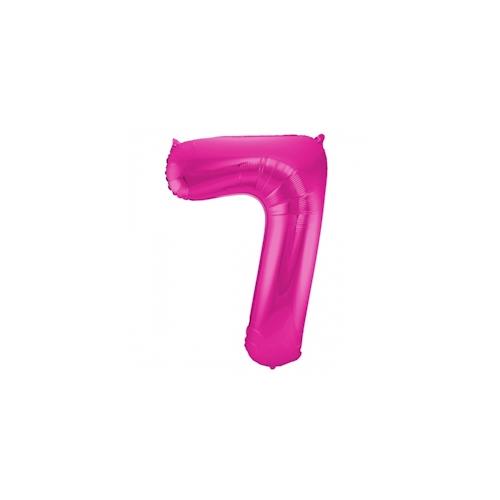 XL Folienballon Zahl 7 in magenta, 86 cm, 1 Stück, Helium Ballon (unbefüllt) – Luftballon
