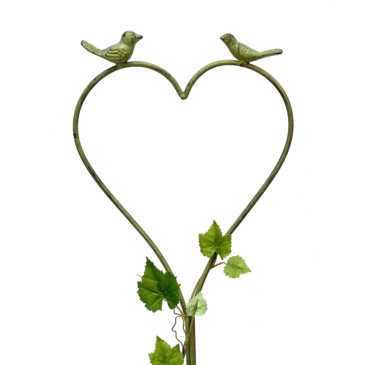 DanDiBo Rankhilfe Herz Grün mit Vögel 96018 Kletterhilfe aus Metall 104 cm Bodenstecker Stecker Rankgitter Image