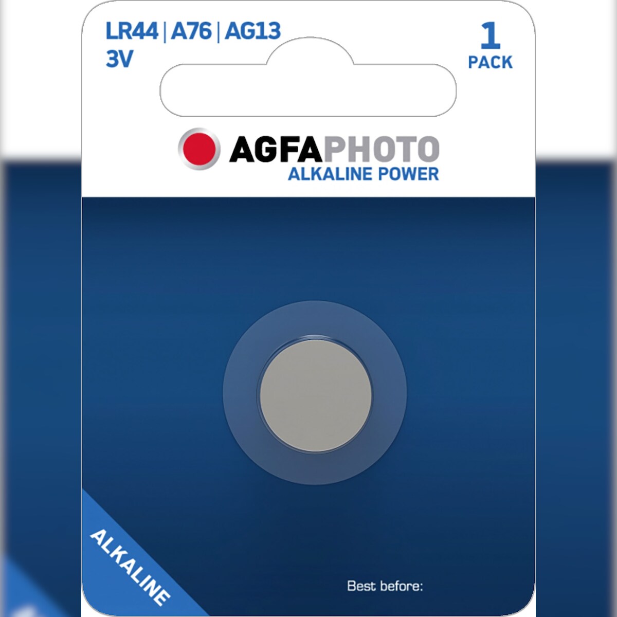 Agfaphoto Batterie Alkaline, Knopfzelle, LR44, V13GA, 1.5V Power, Retail Blister (1-Pack) Image