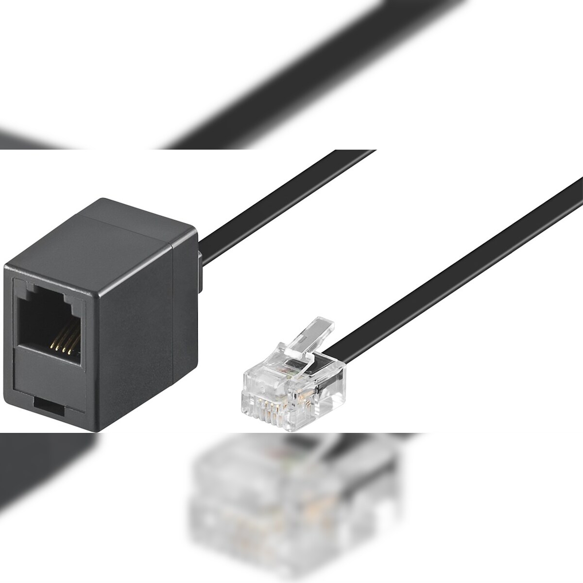Goobay 68260 Modularverlängerungskabel, 6 m, Schwarz - RJ11/RJ14-Stecker (6P4C) > RJ11-Buchse (6P4C) Image