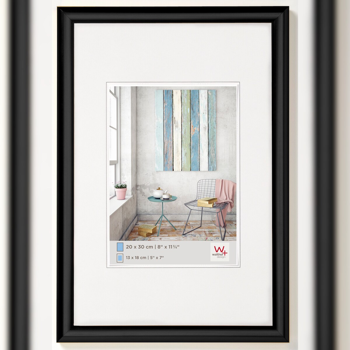 walther + design Trendstyle Kunststoff Bilderrahmen, schwarz, 13 x 18 cm Image