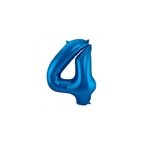 XL Folienballon Zahl 4 in blau, 86 cm, 1 Stück, Helium Ballon (unbefüllt) – Luftballon