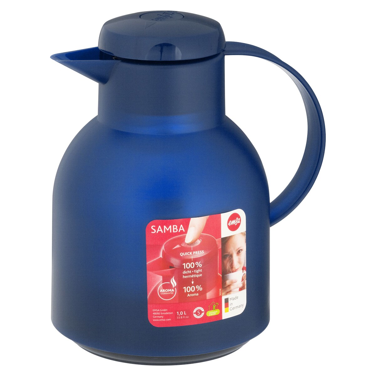 Emsa Isolierkanne Samba Quick Press Polypropylen (PP) 1 l blau Image