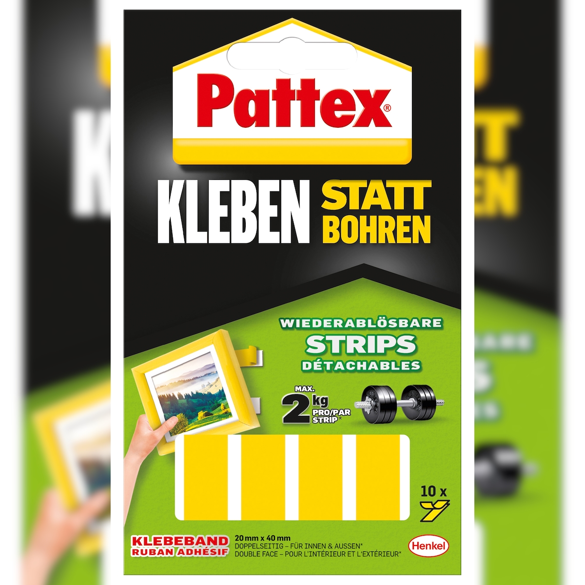 Pattex 9H PXMS1 Klebe-Strips Kleben statt Bohren 10 Stück(P) Image