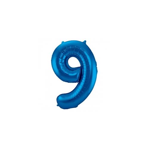 XL Folienballon Zahl 9 in blau, 86 cm, 1 Stück, Helium Ballon (unbefüllt) – Luftballon